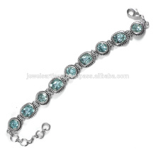 Beautiful Sky Blue Topaz Gemstone 925 Sterling Silver Bracelet Jewelry